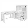 Pemberly Row Contemporary Engineered Wood L Shaped Desk with Hutch in White