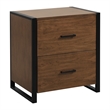 Pemberly Row Metal File Cabinet in Walnut and Black