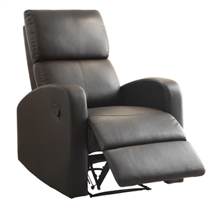 pemberly row faux leather pull tab recliner in dark brown