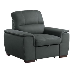 pemberly row microfiber accent chair with pull out ottoman