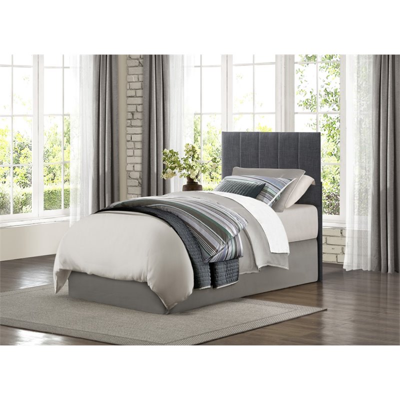 Pemberly Row Twin Upholstered Panel Headboard in Gray