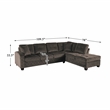 Pemberly Row Contemporary Velvet Upholstered Reversible Sectional in Chocolate