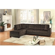 Pemberly Row Contemporary Velvet Upholstered Reversible Sectional in Chocolate