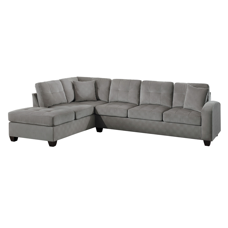 Pemberly Row Velvet Upholstered Reversible Sectional in Taupe