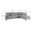 Pemberly Row Velvet Upholstered Reversible Sectional in Taupe