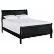 Pemberly Row Traditional Engineered Wood Queen Sleigh Bed in Black