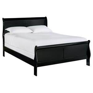Pemberly Row Traditional Wood Eastern King Sleigh Bed in Black