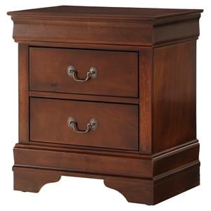 Pemberly Row Traditional Wood 2-Drawer Nightstand in Brown Cherry