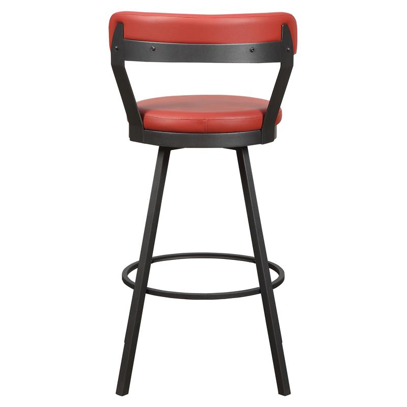 Pemberly Row Metal Pub Height Swivel Stools in Dark Gray/Red (Set of 2)