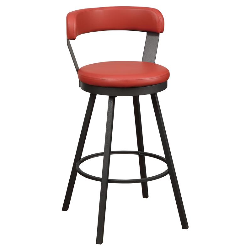 Pemberly Row Metal Pub Height Swivel Stools in Dark Gray/Red (Set of 2)