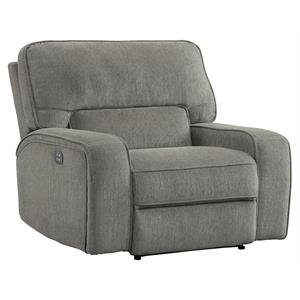 pemberly row traditional chenille power reclining chair in mocha