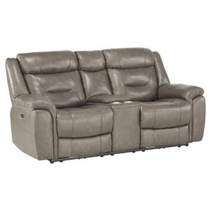 pemberly row leather power double reclining love seat