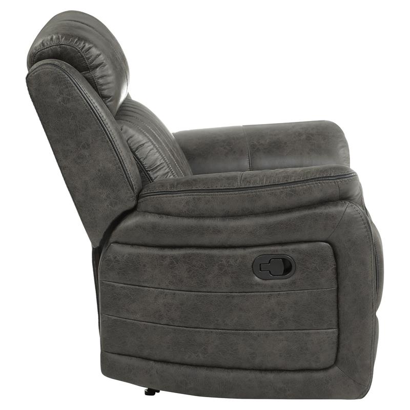 Pemberly Row Transitional Polished Microfiber Reclining Chair in Gray