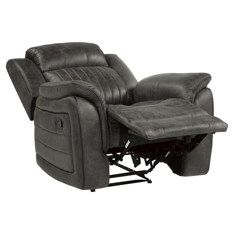 Pemberly Row Transitional Polished Microfiber Reclining Chair in Gray