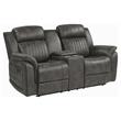Pemberly Row Transitional Microfiber Double Reclining Loveseat in Gray