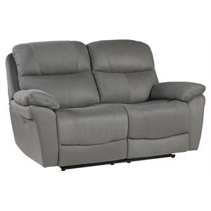 pemberly row transitional microfiber reclining double love seat in gray