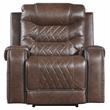 Pemberly Row Traditional Microfiber Power Reclining Chair in Brown