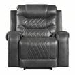 Pemberly Row Traditional Microfiber Power Reclining Chair in Gray