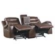 Pemberly Row Traditional Microfiber Double Glider Reclining Loveseat in Brown