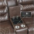Pemberly Row Traditional Microfiber Double Glider Reclining Loveseat in Brown