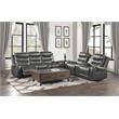 Pemberly Row Traditional Microfiber Double Glider Reclining Loveseat in Gray