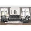 Pemberly Row Traditional Microfiber Double Glider Reclining Loveseat in Gray