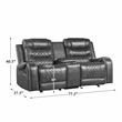 Pemberly Row Traditional Microfiber Double Glider Reclining Loveseat in Gray