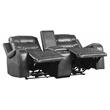 Pemberly Row Power Double Reclining Loveseat with Center Console in Gray
