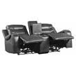 Pemberly Row Power Double Reclining Loveseat with Center Console in Gray