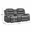 Pemberly Row Power Double Reclining Loveseat with Center Console in Gray