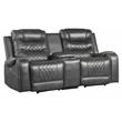 Pemberly Row Power Double Reclining Loveseat with Center Console in Gray
