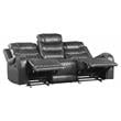 Pemberly Row Double Reclining Sofa with Drop-Down Cup Holders in Gray