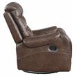 Pemberly Row Traditional Microfiber Swivel Glider Reclining Chair in Brown