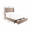 Pemberly Row Fabric Full Bed with Storage Drawers in Beige