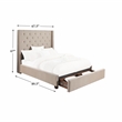 Pemberly Row Fabric Queen Bed with Storage Drawers in Beige