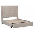 Pemberly Row Fabric Queen Bed with Storage Drawers in Beige