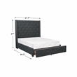 Pemberly Row Fabric Queen Bed with Storage Drawers in Gray