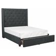 Pemberly Row Fabric Queen Bed with Storage Drawers in Gray