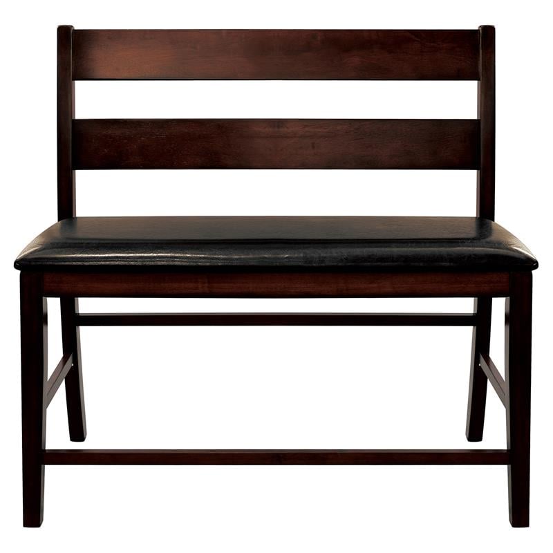 Pemberly Row Wood Counter Height Dining Bench with Back in Cherry