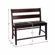 Pemberly Row Wood Counter Height Dining Bench with Back in Cherry