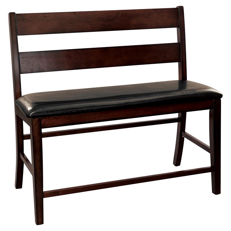 Pemberly Row Wood Counter Height Dining Bench with Back in Cherry