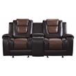 Pemberly Row Traditional Faux Leather Double Glider Reclining Loveseat in Brown