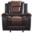 Pemberly Row Traditional Faux Leather Glider Reclining Chair in Brown