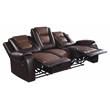Pemberly Row Double Reclining Sofa with Drop-Down Cup Holder in 2-Tone Brown