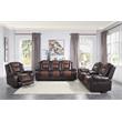 Pemberly Row Double Reclining Sofa with Drop-Down Cup Holder in 2-Tone Brown