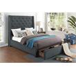 Pemberly Row Transitional Fabric Eastern King Bed with Storage Drawers in Gray