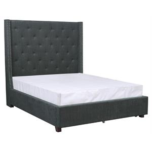 Pemberly Row Fabric California King Bed with Storage Drawers in Gray