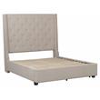 Pemberly Row Transitional Fabric California King Bed w/ Storage Drawers in Beige