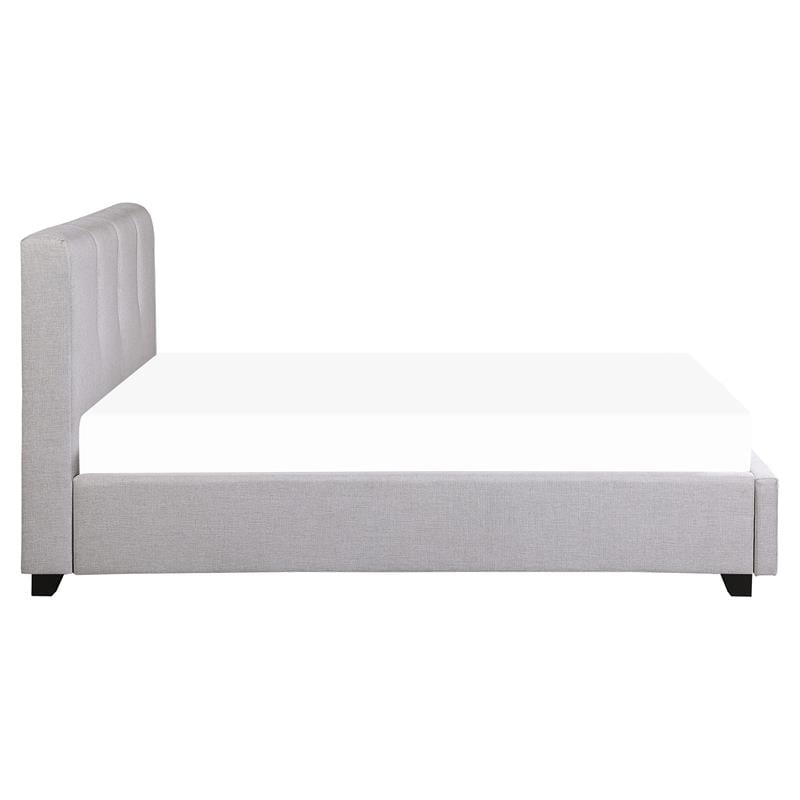 Pemberly Row Fabric Full Platform Bed with Storage Drawer in Gray