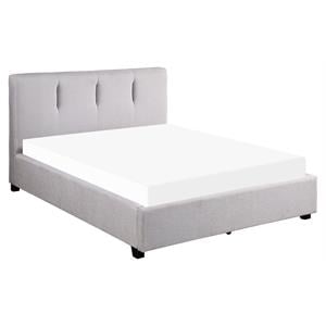 Pemberly Row Fabric Full Platform Bed with Storage Drawer in Gray